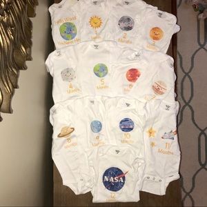 Set of 13 First Year Monthly Onesies - Space Theme